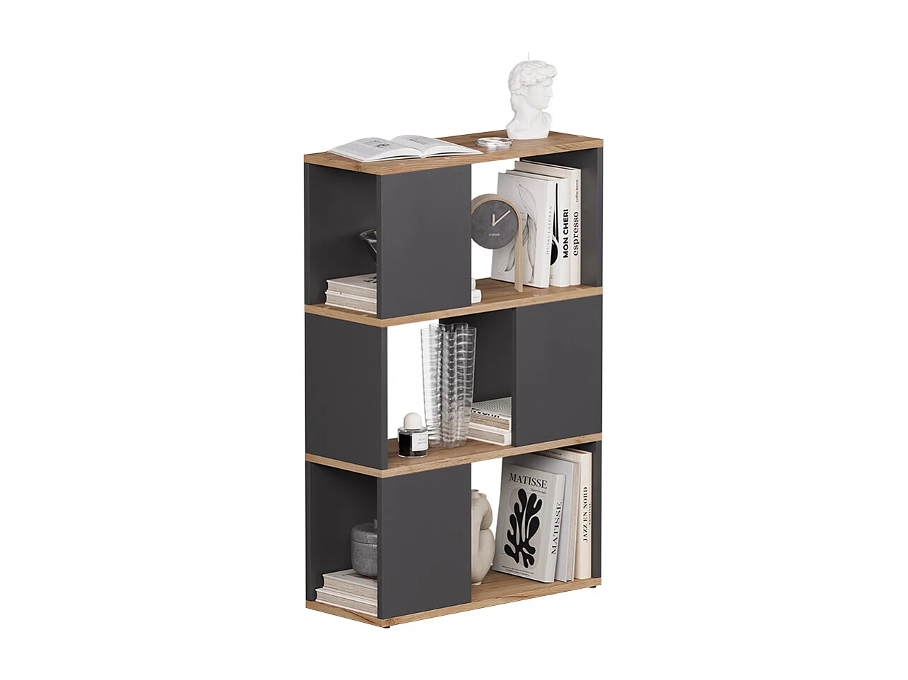 Room divider anthracite/golden oak 60x24x94 eneos