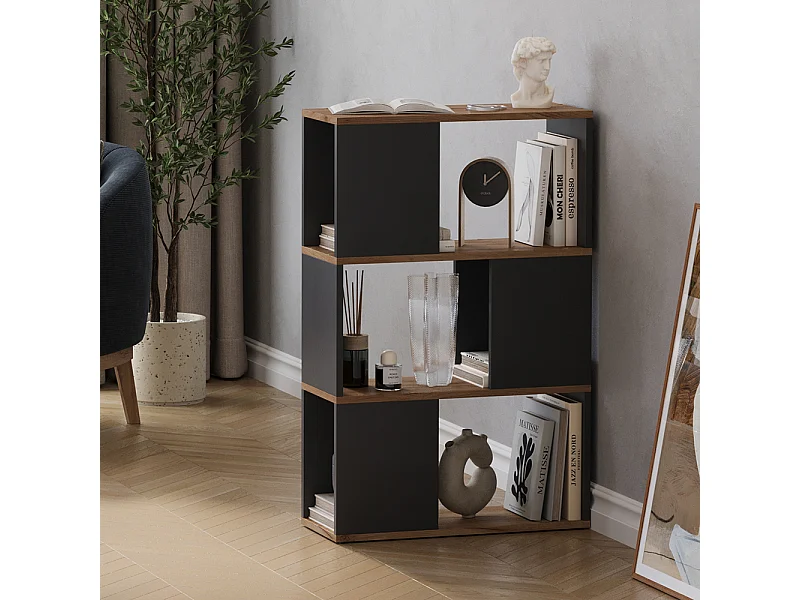 Kamerverdeler antraciet/gouden eik 60x24x94 eneos