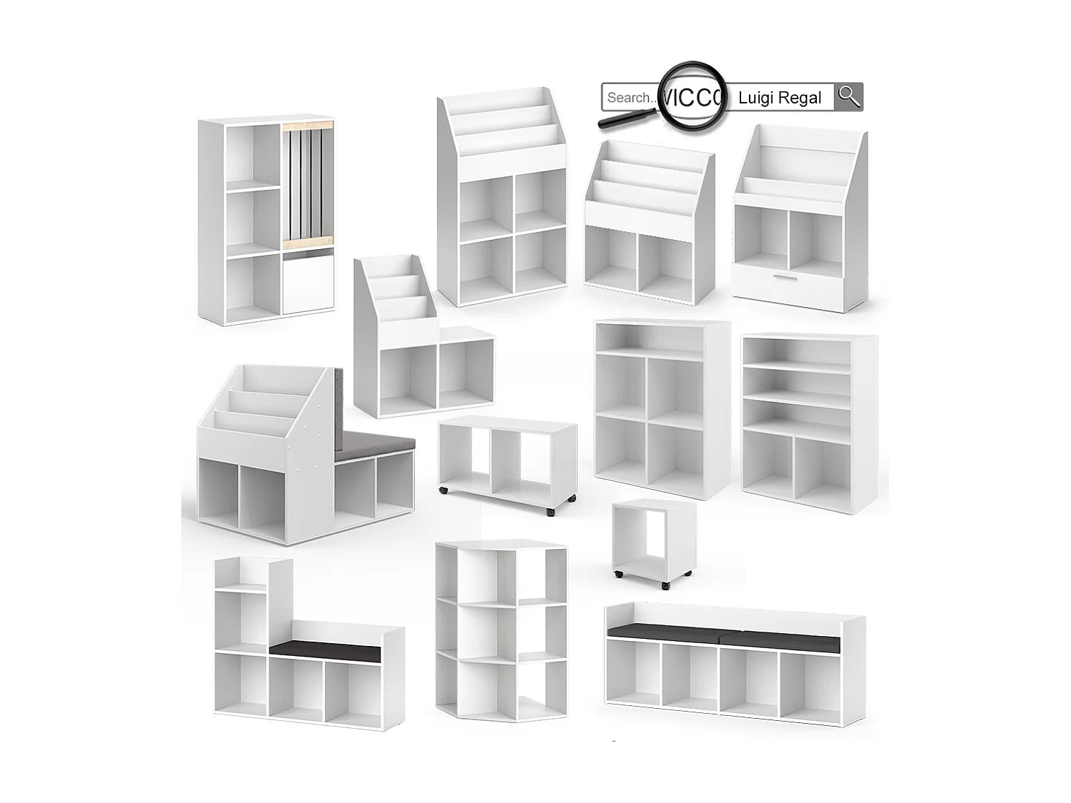 Kinderregal weiß 72x31.2x96.2 luigi