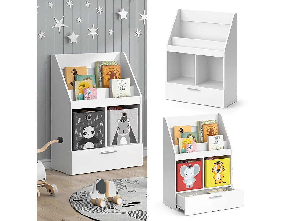 Bibliothèque enfant blanc 72x31.2x96.2 luigi
