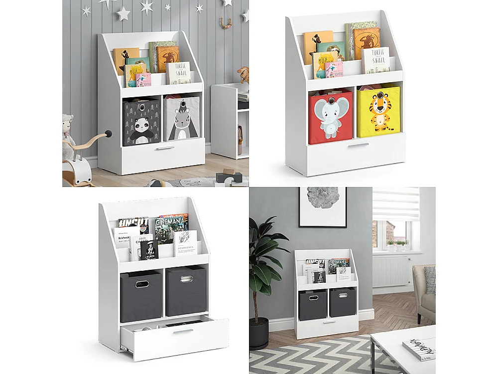 Bibliothèque enfant blanc 72x31.2x96.2 luigi