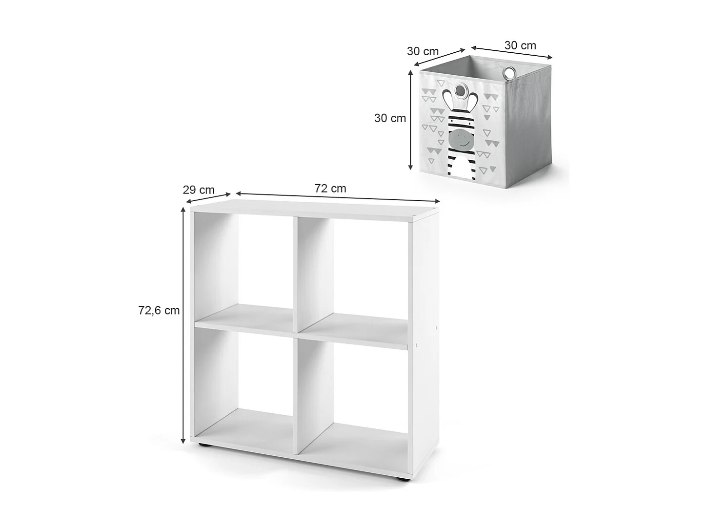 Bibliothèque enfant blanc 72.6x29x72 tetra