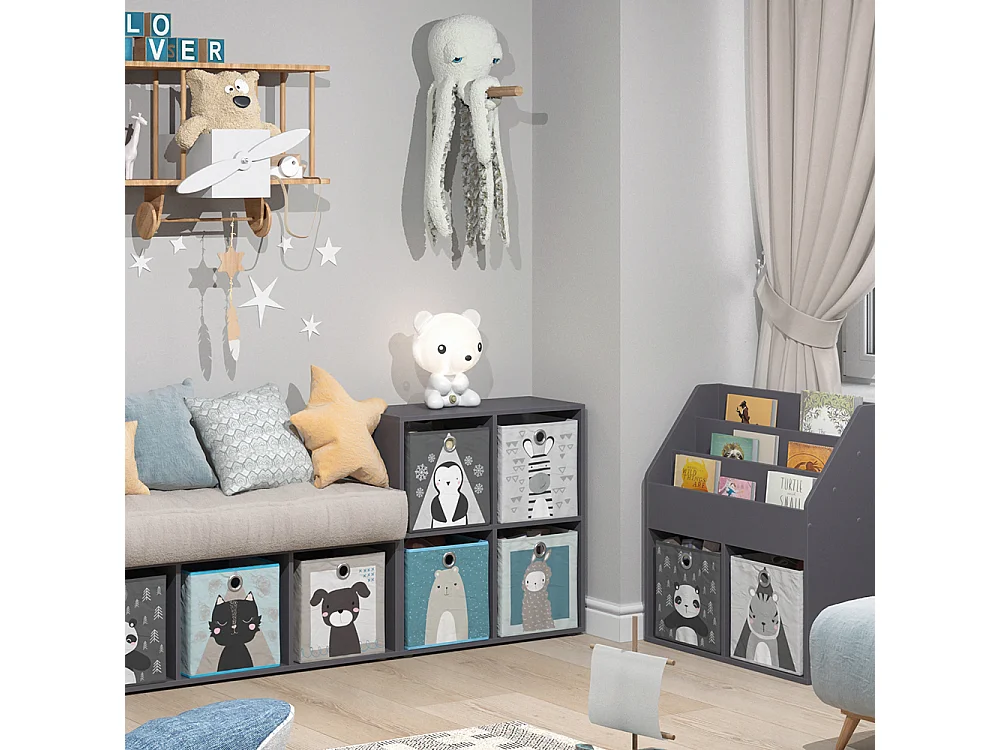 Bibliothèque enfant gris 72.6x29x72 tetra