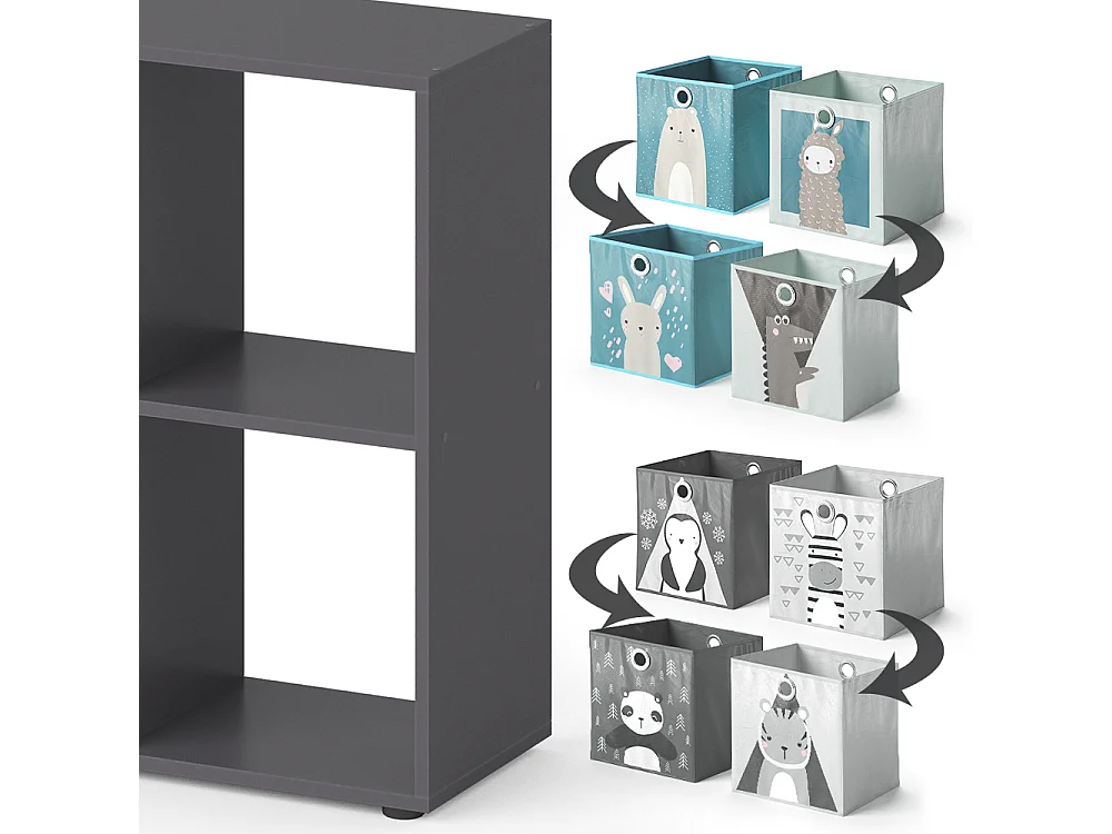 Bibliothèque enfant gris 72.6x29x72 tetra