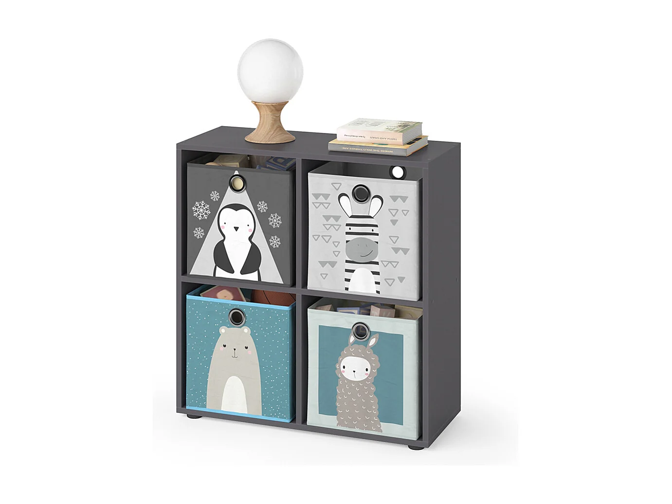 Bibliothèque enfant gris 72.6x29x72 tetra