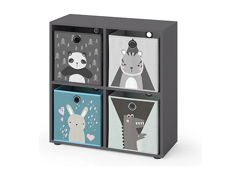 Bibliothèque enfant gris 72.6x29x72 tetra