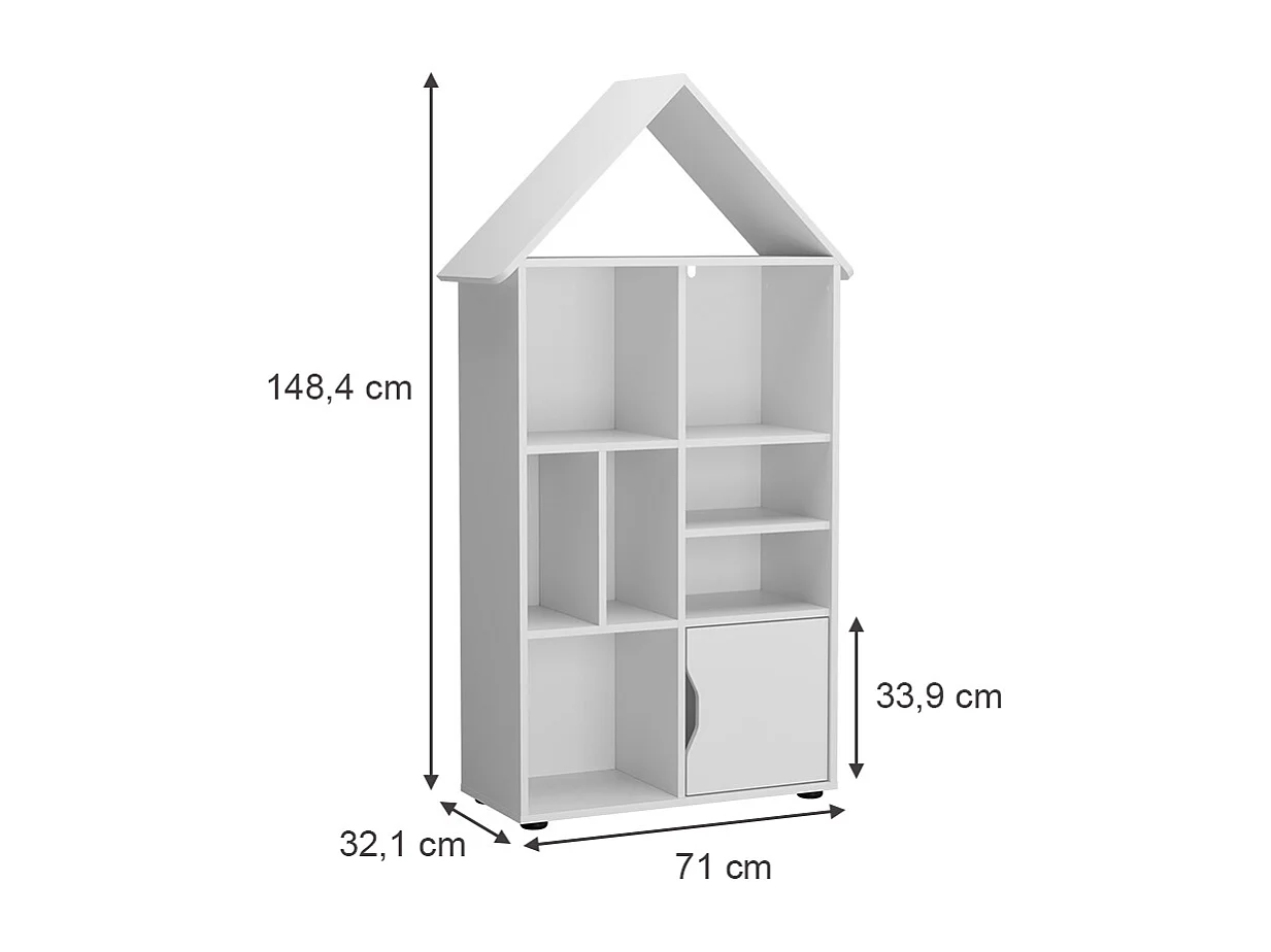 Scaffale per bambini bianco 71x32.1x148.4 estell