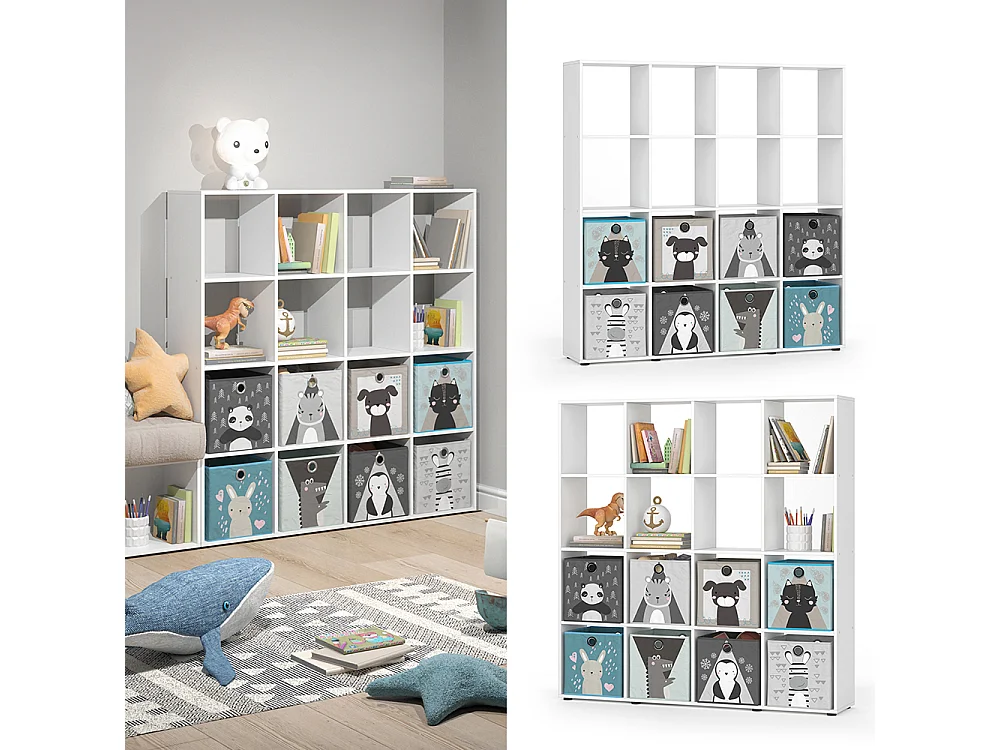 Bibliothèque enfant blanc 138.5x29x142.5 karree