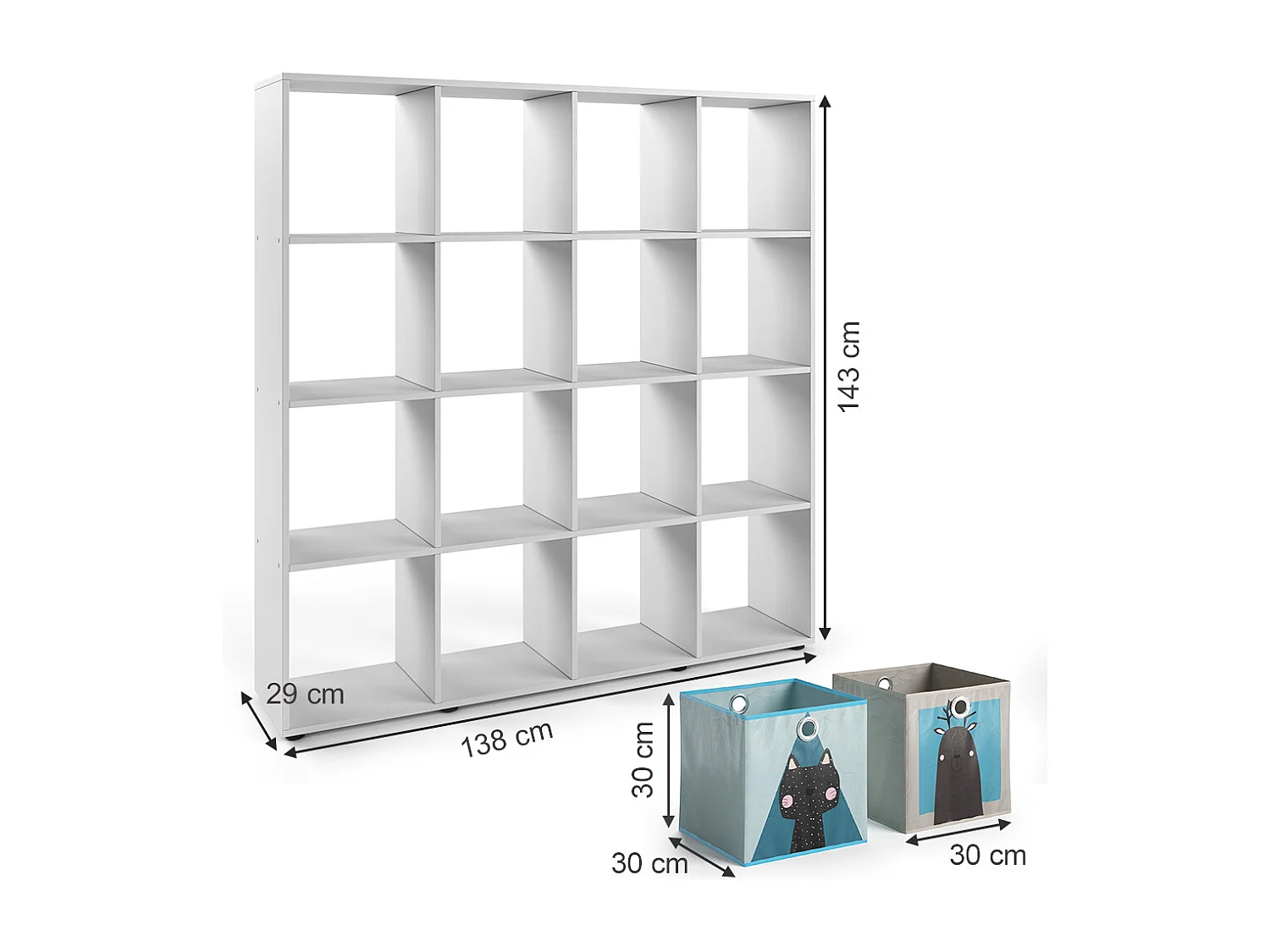 Bibliothèque enfant blanc 138.5x29x142.5 karree