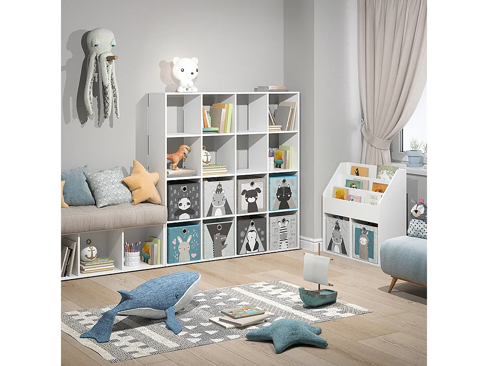 Bibliothèque enfant blanc 138.5x29x142.5 karree