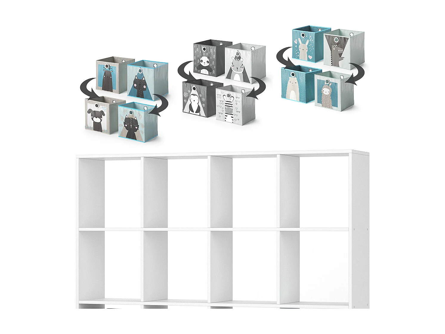 Bibliothèque enfant blanc 138.5x29x142.5 karree