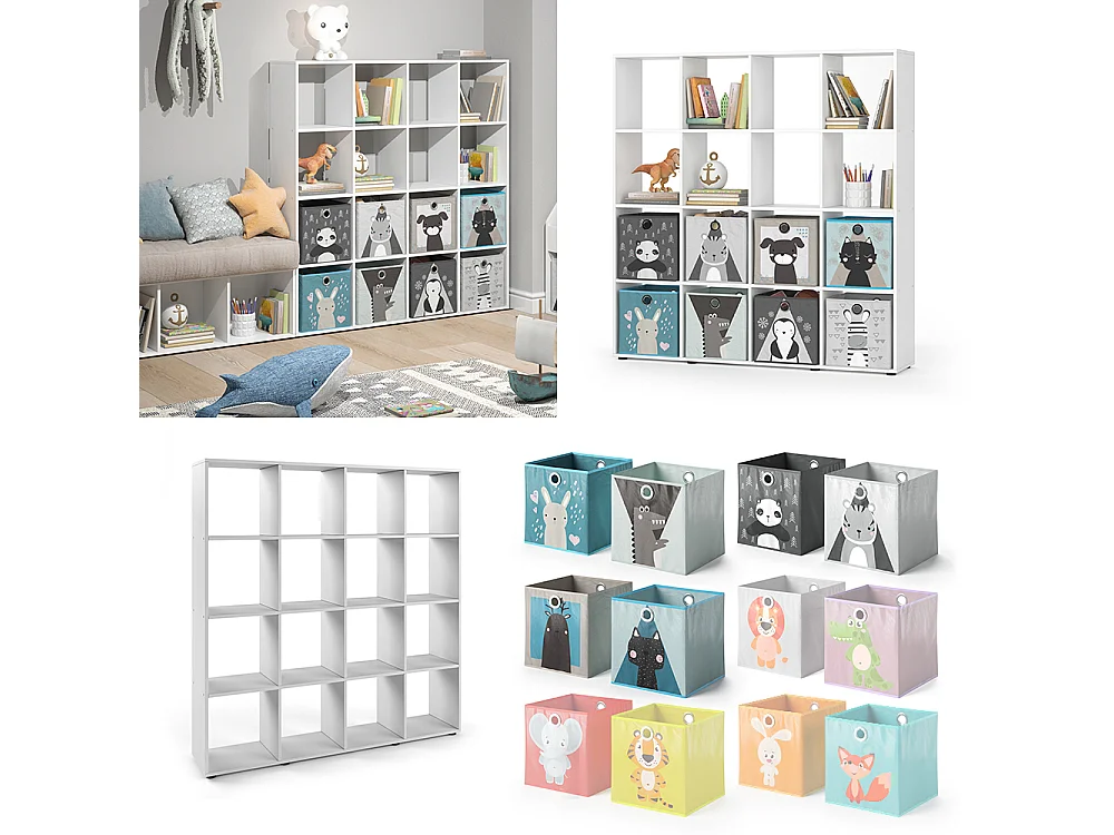 Bibliothèque enfant blanc 138.5x29x142.5 karree