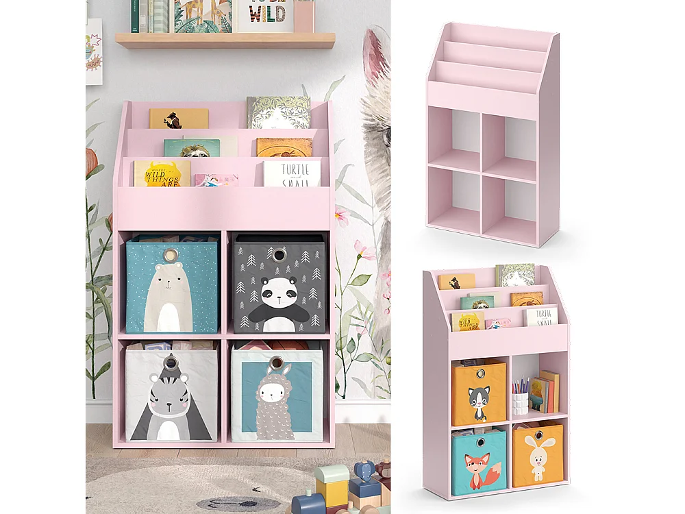 Bibliothèque enfant rose 72x31.2x114.2 luigi
