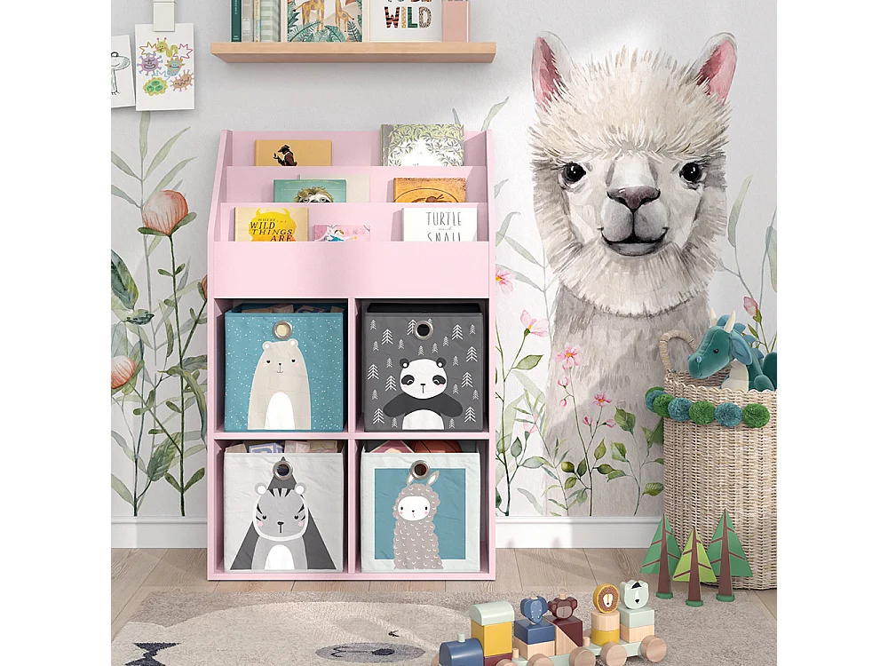 Bibliothèque enfant rose 72x31.2x114.2 luigi