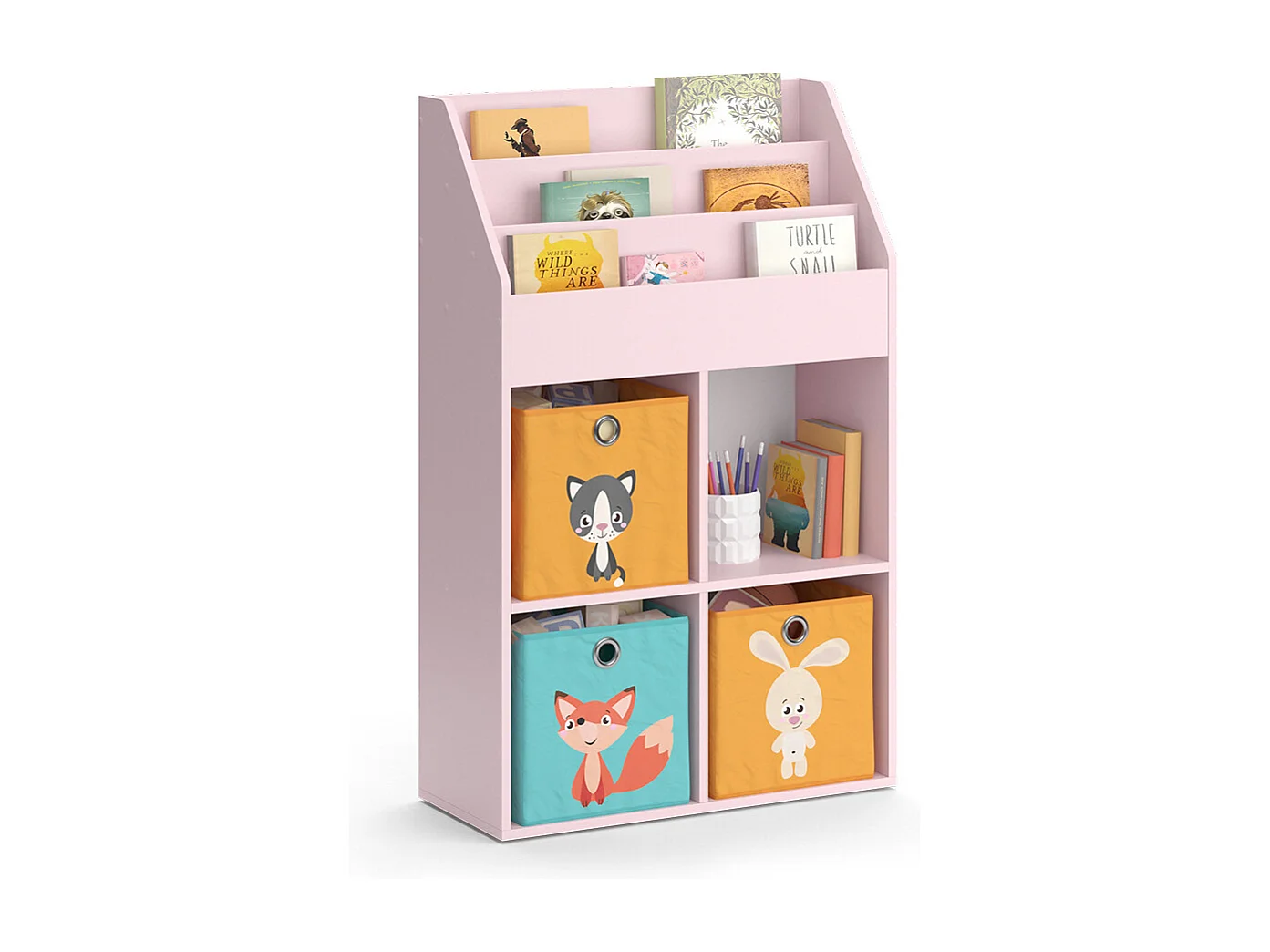 Bibliothèque enfant rose 72x31.2x114.2 luigi