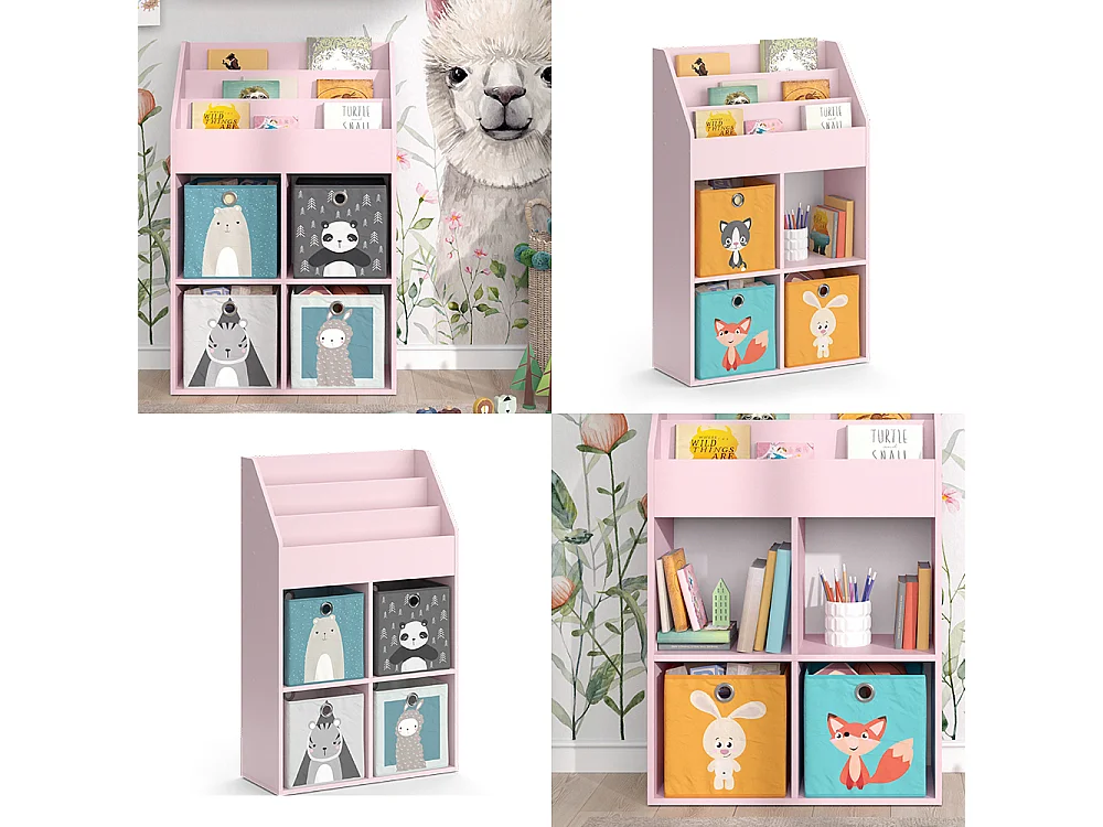 Bibliothèque enfant rose 72x31.2x114.2 luigi
