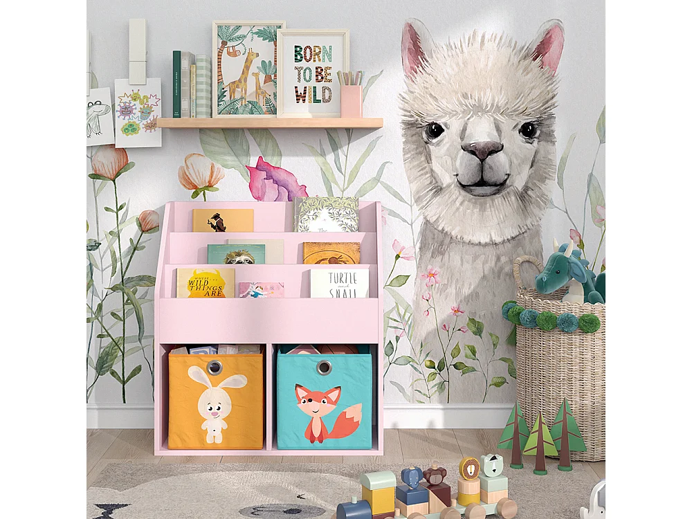 Kinderboekenkast roze 72x30.7x79 luigi