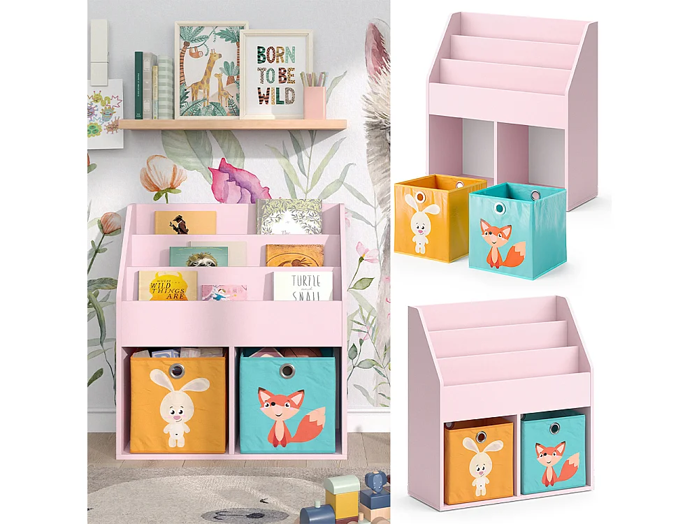 Bibliothèque enfant rose 72x30.7x79 luigi