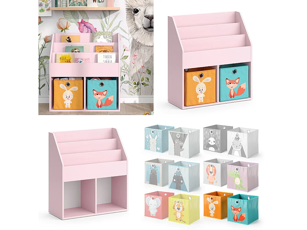 Bibliothèque enfant rose 72x30.7x79 luigi