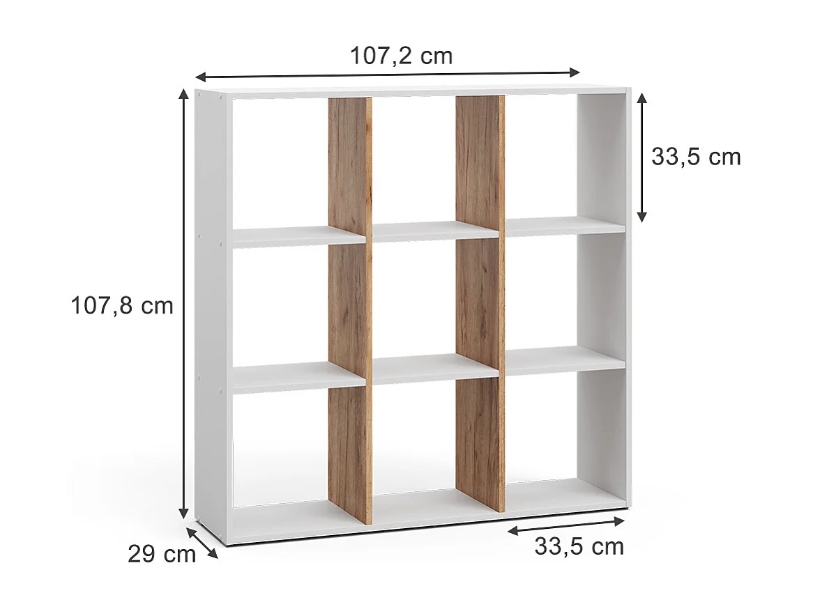 Rumdivider hvid/gylden eg 107.2x29x107.8 nove