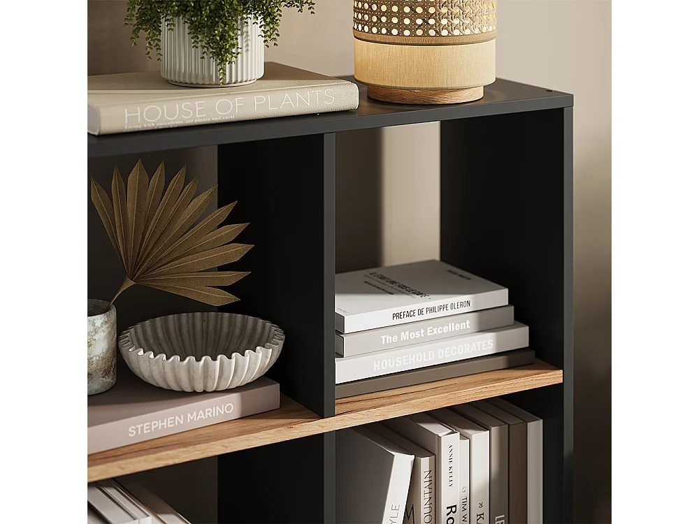 Meuble de rangement cube anthracite/chêne doré 72x29x107.8 karree