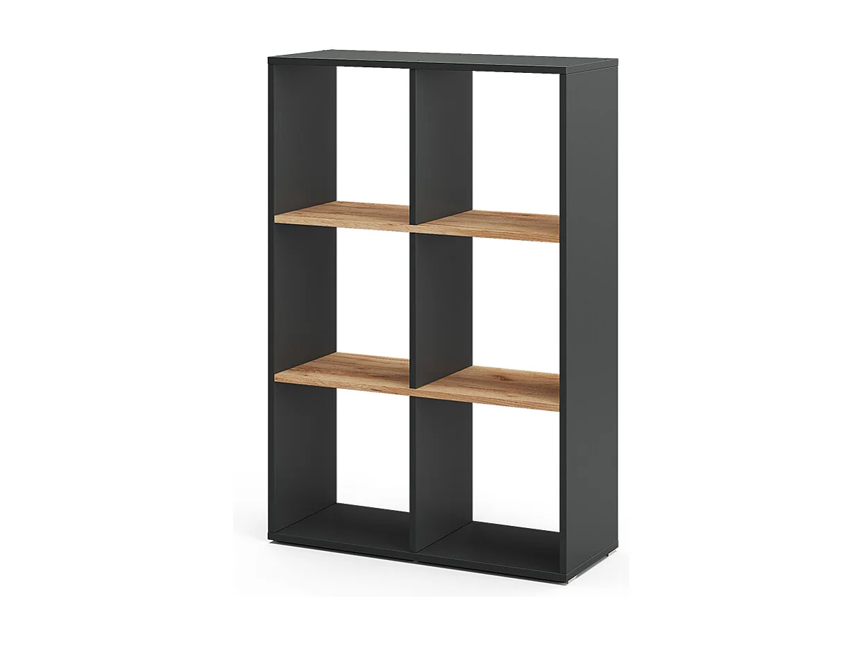 Meuble de rangement cube anthracite/chêne doré 72x29x107.8 karree
