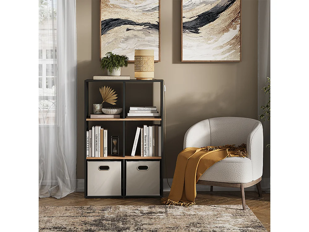 Meuble de rangement cube anthracite/chêne doré 72x29x107.8 karree