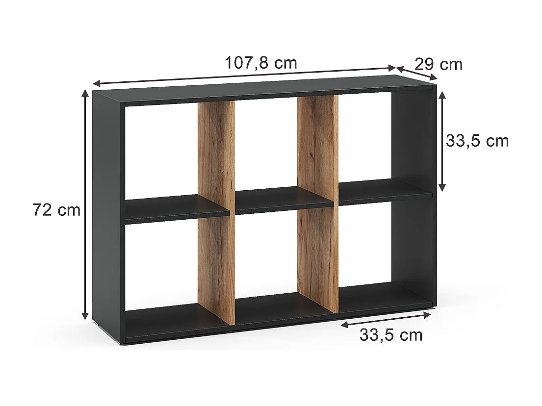 Room Divider antracyt/złoty dąb 72x29x107.8 karree