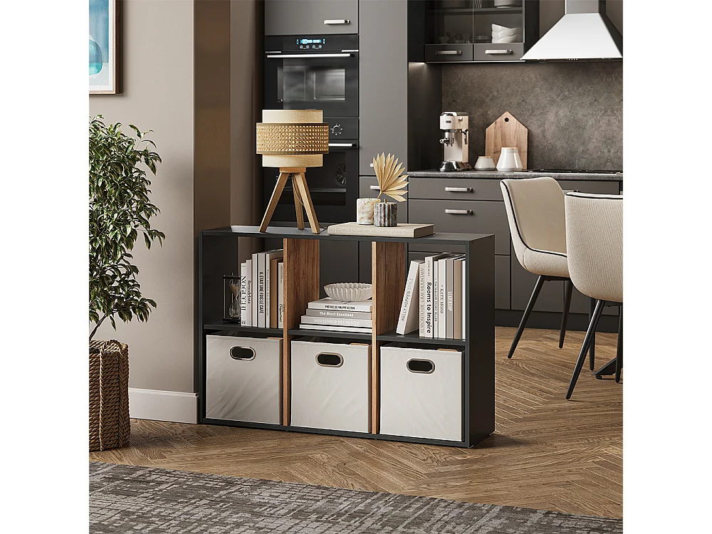 Room Divider antracyt/złoty dąb 72x29x107.8 karree