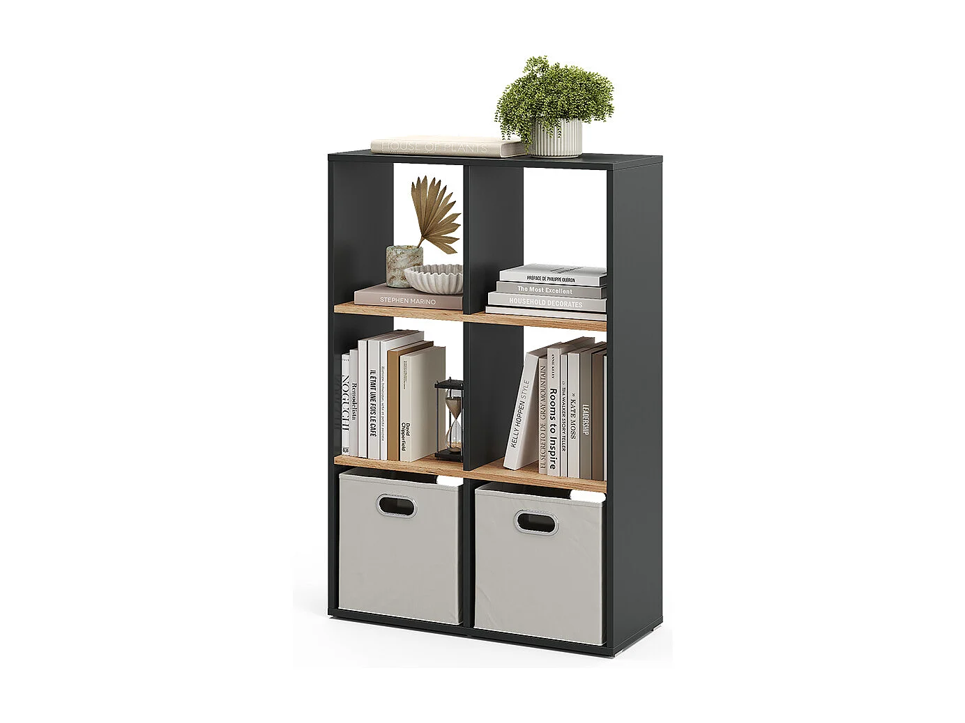 Room Divider antracyt/złoty dąb 72x29x107.8 karree