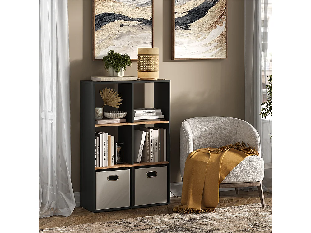 Room Divider antracyt/złoty dąb 72x29x107.8 karree