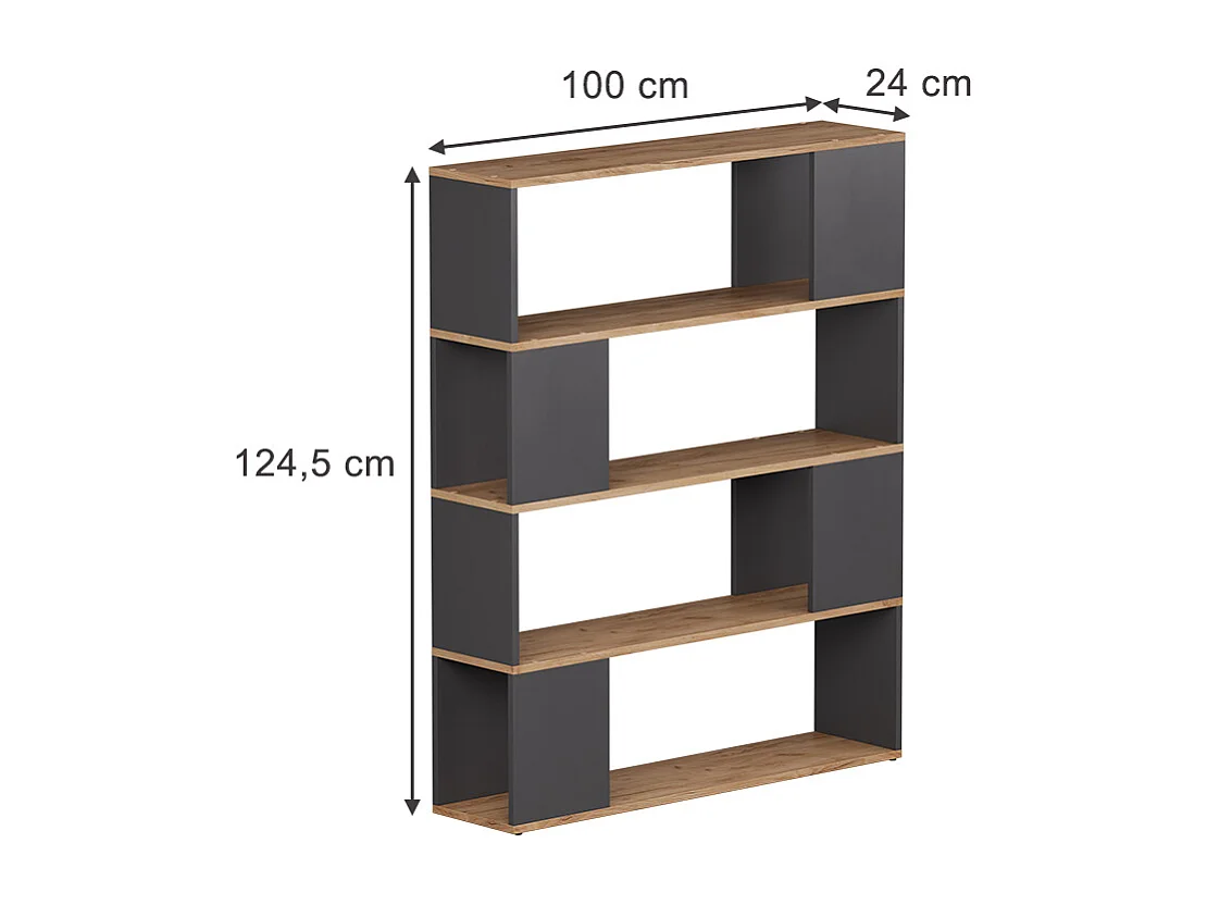 Séparation de pièce anthracite/chêne doré 100x24x124.5 eneos