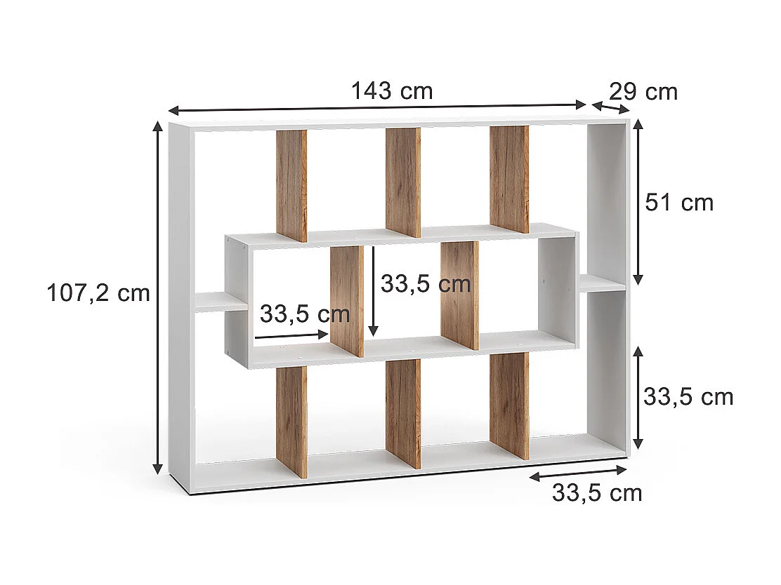 Meuble de rangement cube chêne blanc/force de lor 107.2x29x143
