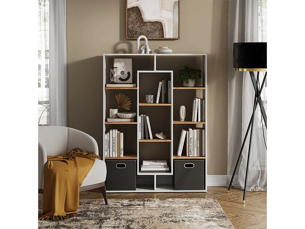 Meuble de rangement cube chêne blanc/force de lor 107.2x29x143