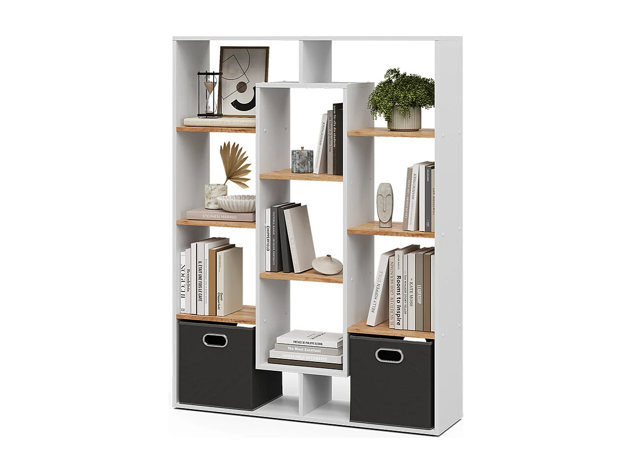 Meuble de rangement cube chêne blanc/force de lor 107.2x29x143