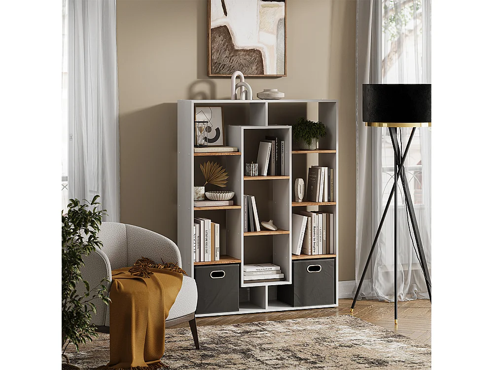 Room Divider biały/złoty dąb 107.2x29x143