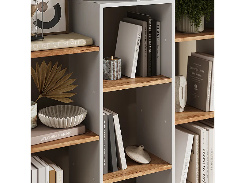 Meuble de rangement cube chêne blanc/force de lor 107.2x29x143