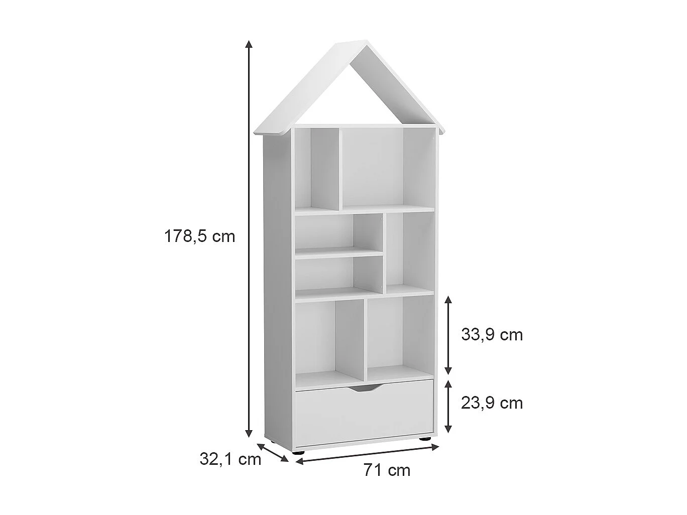 Scaffale per bambini bianco 71x32.1x178.5 estell
