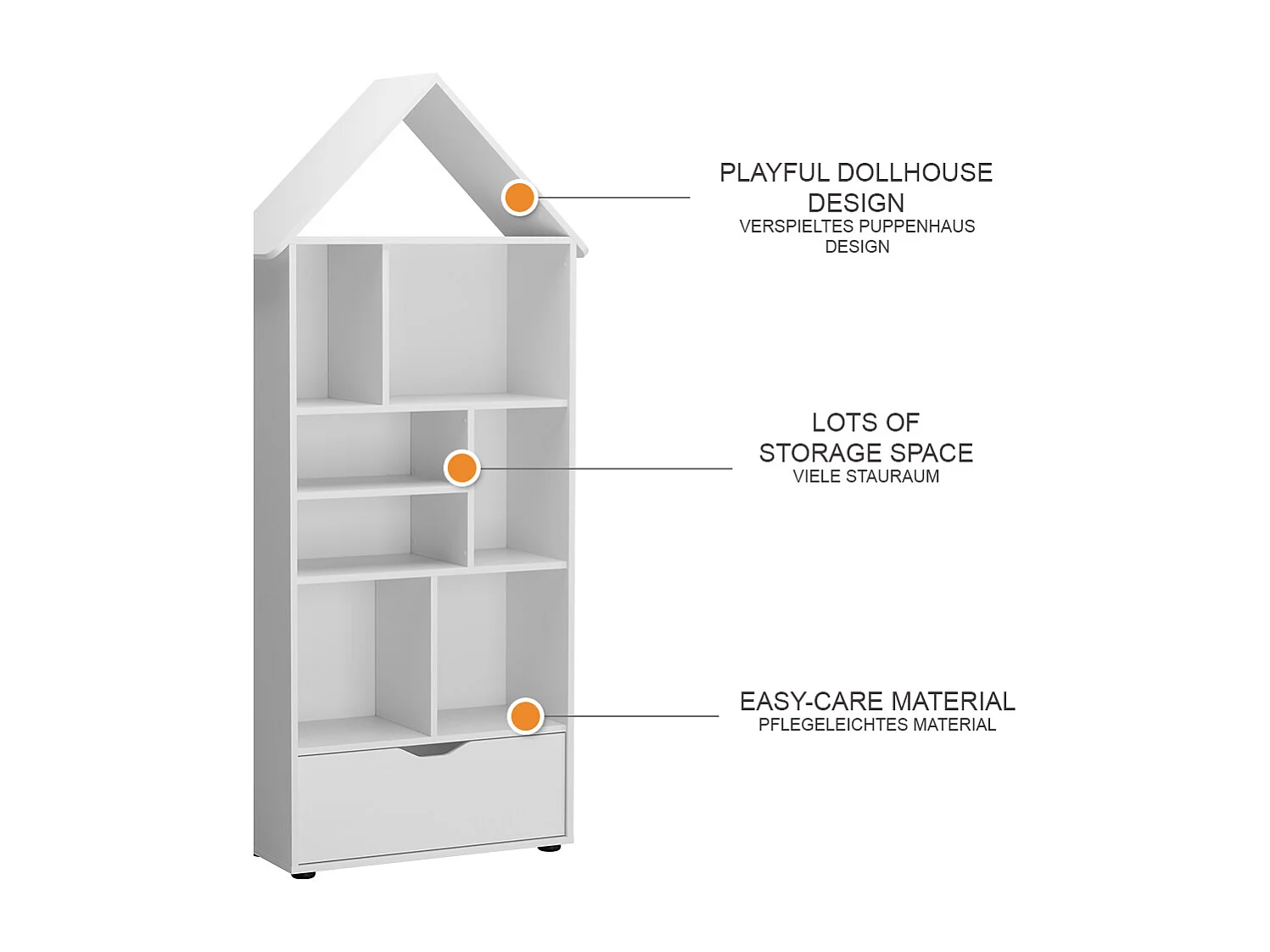 Scaffale per bambini bianco 71x32.1x178.5 estell