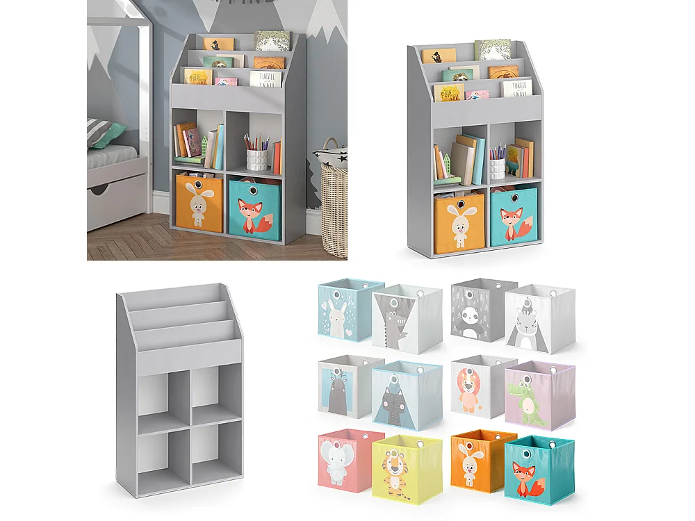 Libreria bambini grigio 72x31.2x114.2 luigi