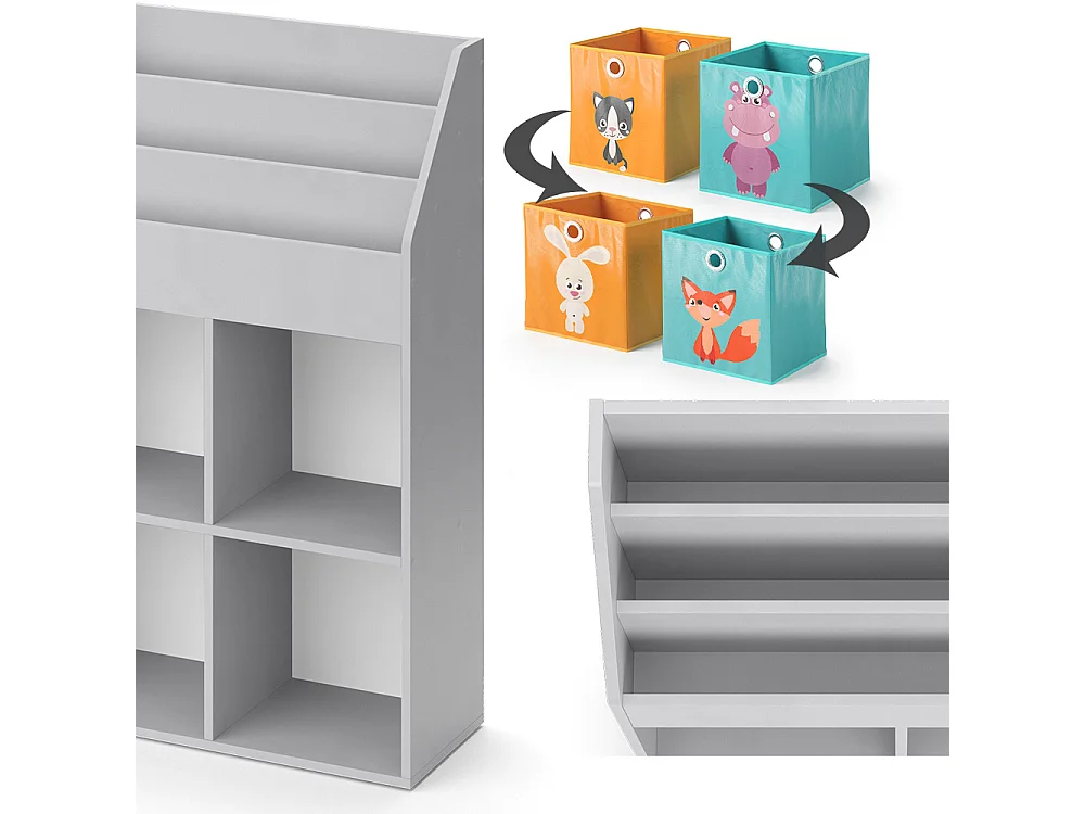 Bibliothèque enfant gris 72x31.2x114.2 luigi