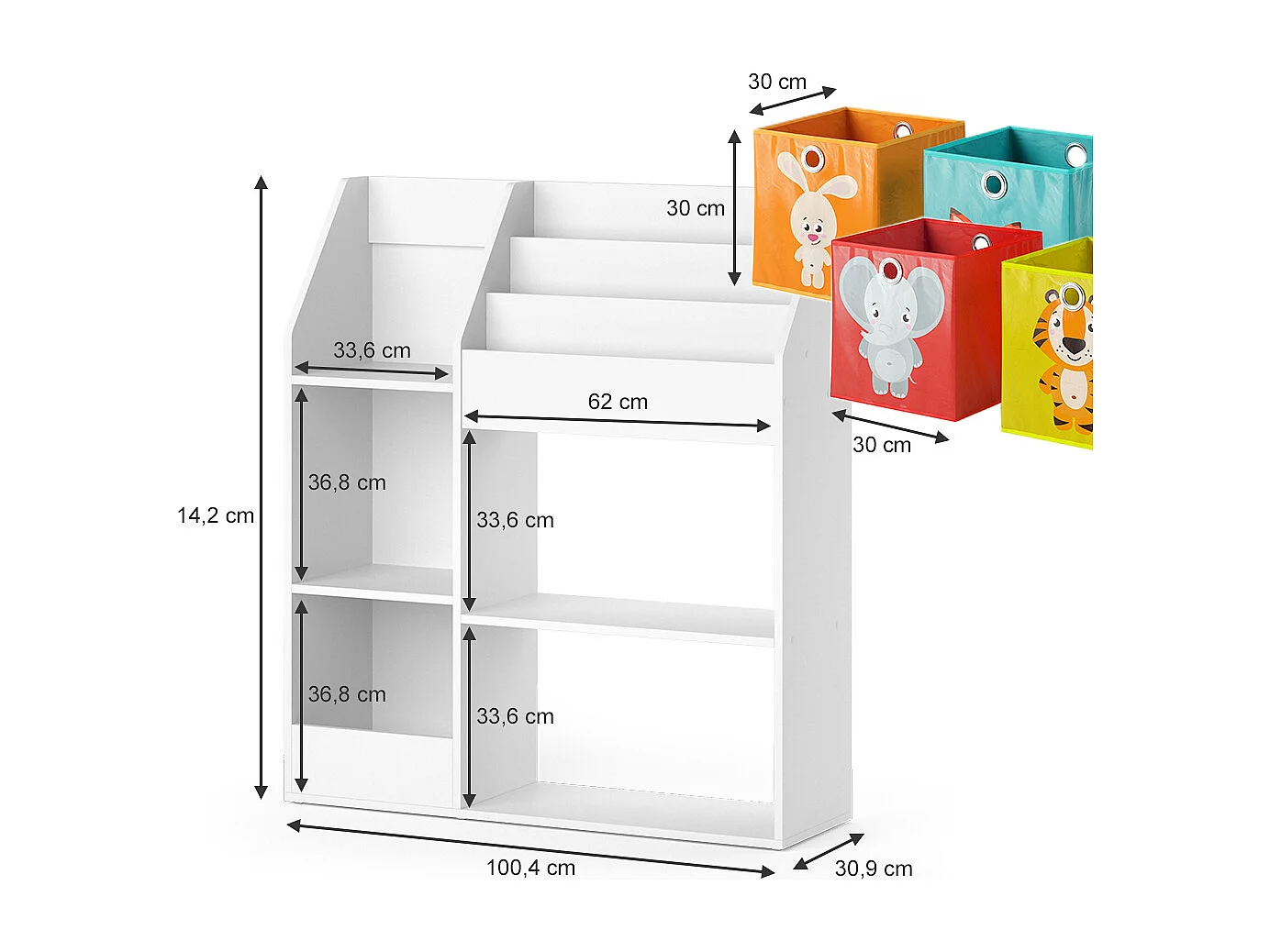 Bibliothèque enfant blanc 100.4x30.9x114.2 luigi