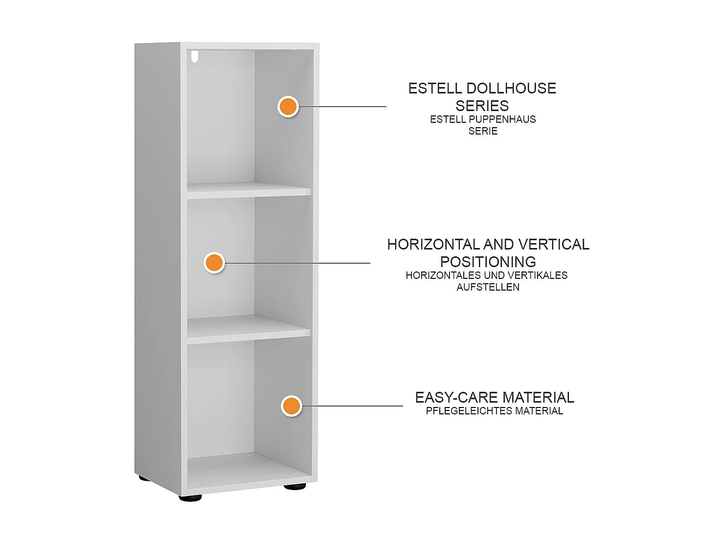 Étagère pour enfants blanc 36.2x32.1x107.6 estell