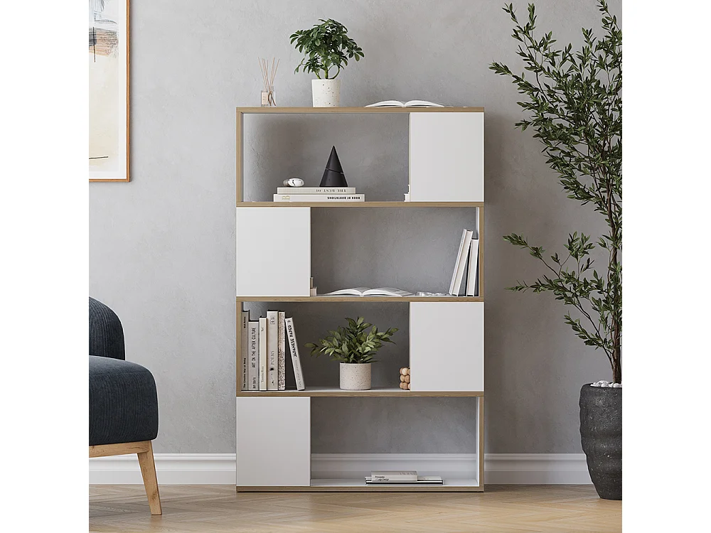 Divisorio per ambienti bianco/quercia 80x24x124.5 eneos