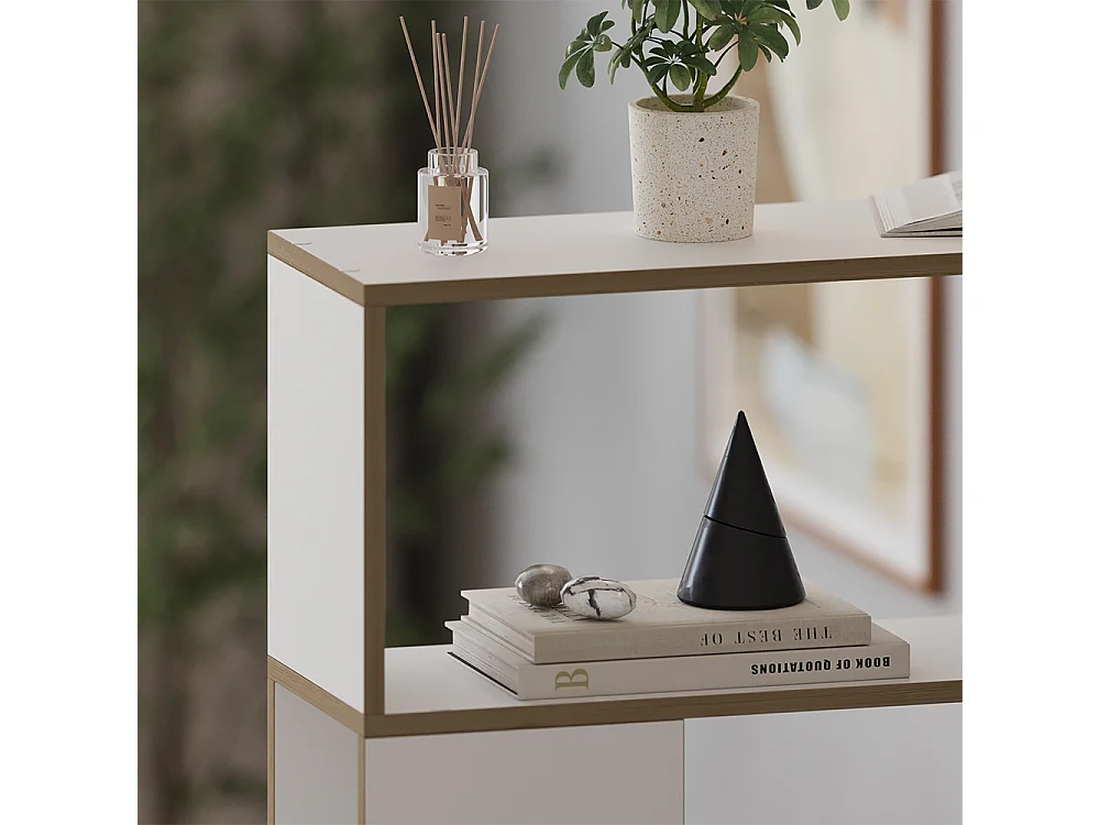 Séparation de pièce blanc/chêne 80x24x124.5 eneos