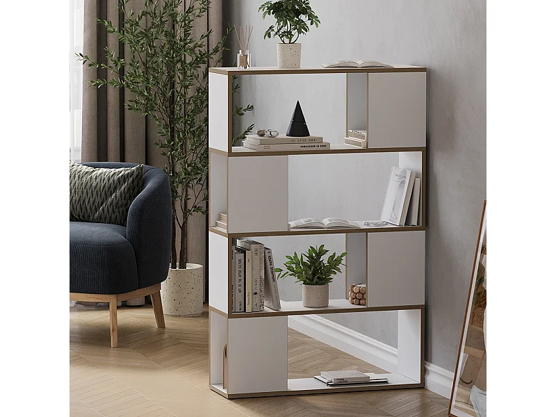 Rozdzielacz pokoju biały/dąb 80x24x124.5 eneos