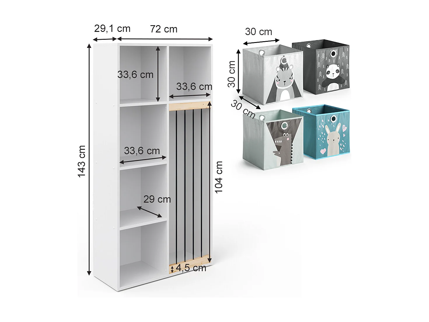 Półka dla dzieci biały 72x29.1x143 marvin