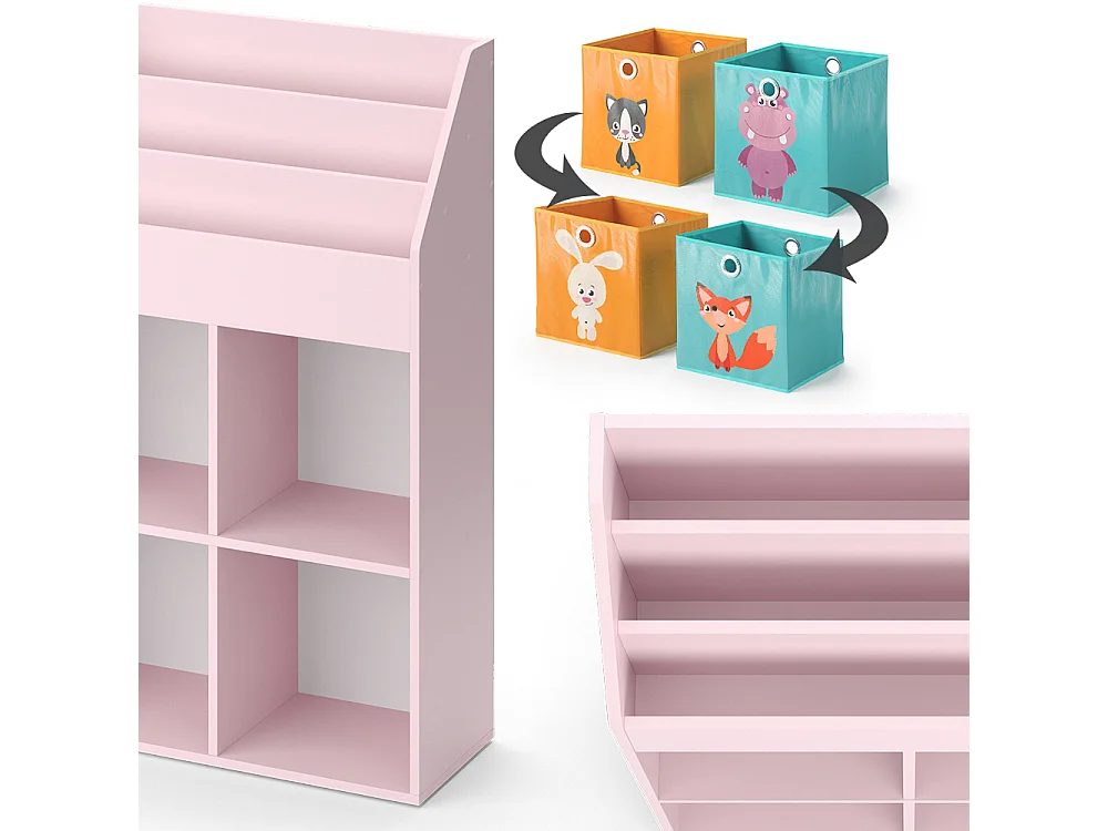 Kinderboekenkast roze 72x31.2x114.2 luigi