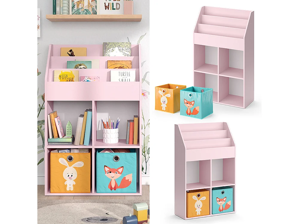 Bibliothèque enfant rose 72x31.2x114.2 luigi