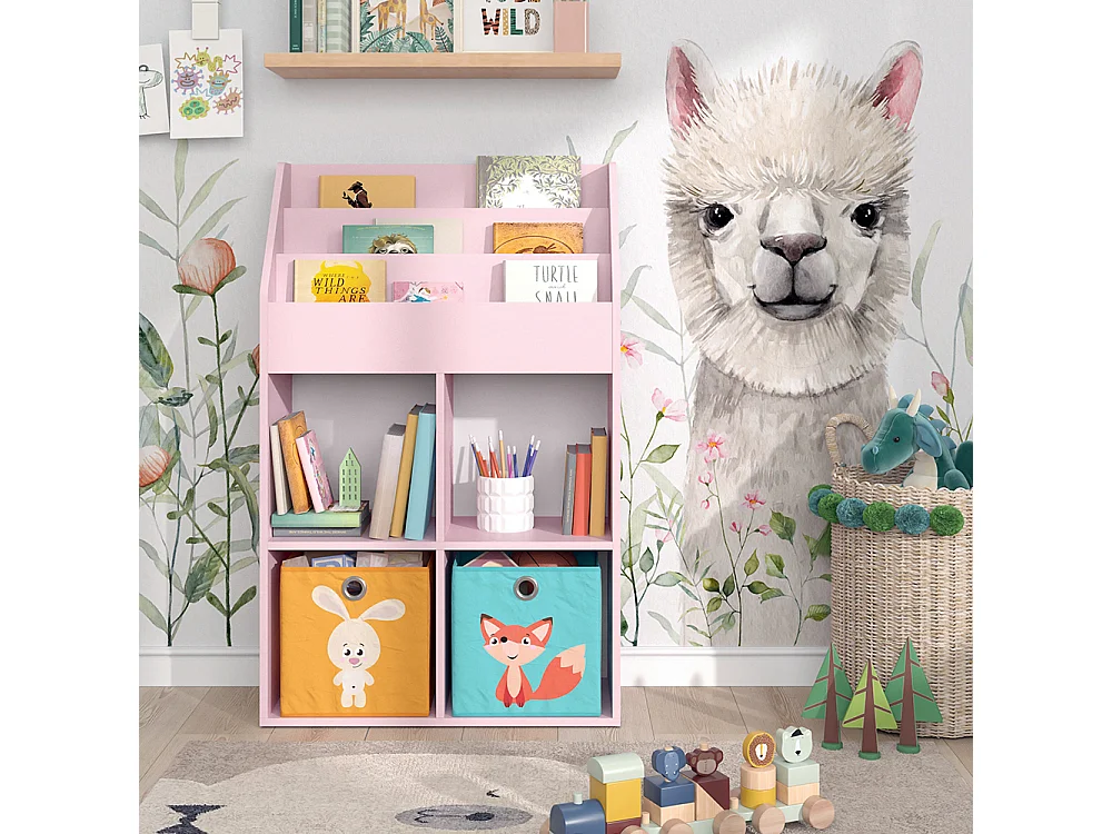 Bibliothèque enfant rose 72x31.2x114.2 luigi